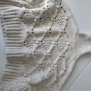 Zara Cream Textured Knit Turtleneck Sweater